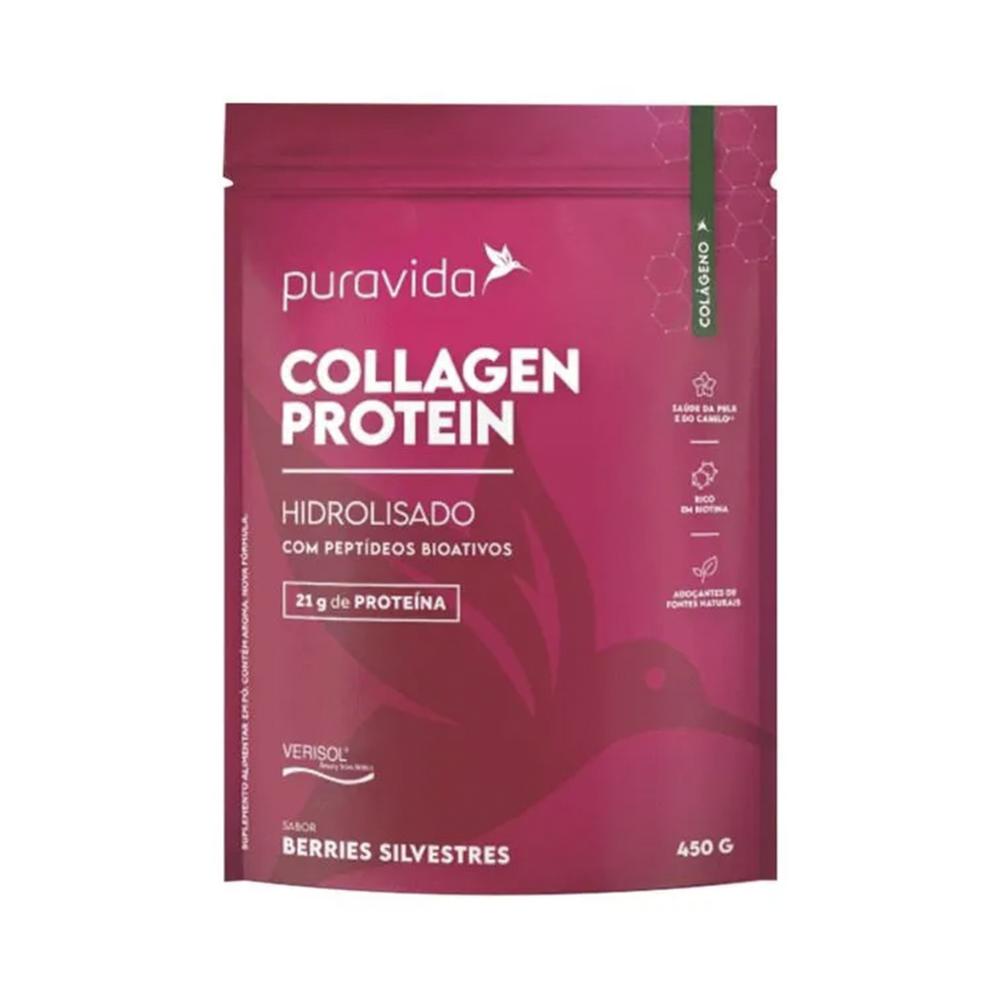 Suplemento Proteico Collagen Protein Puravida 450g Sabor Berries Silvestres
