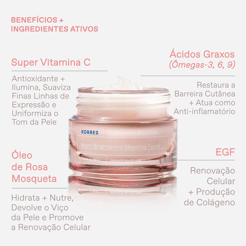 Creme Facial Noturno de Clareamento Wild Rose Korres 40ml
