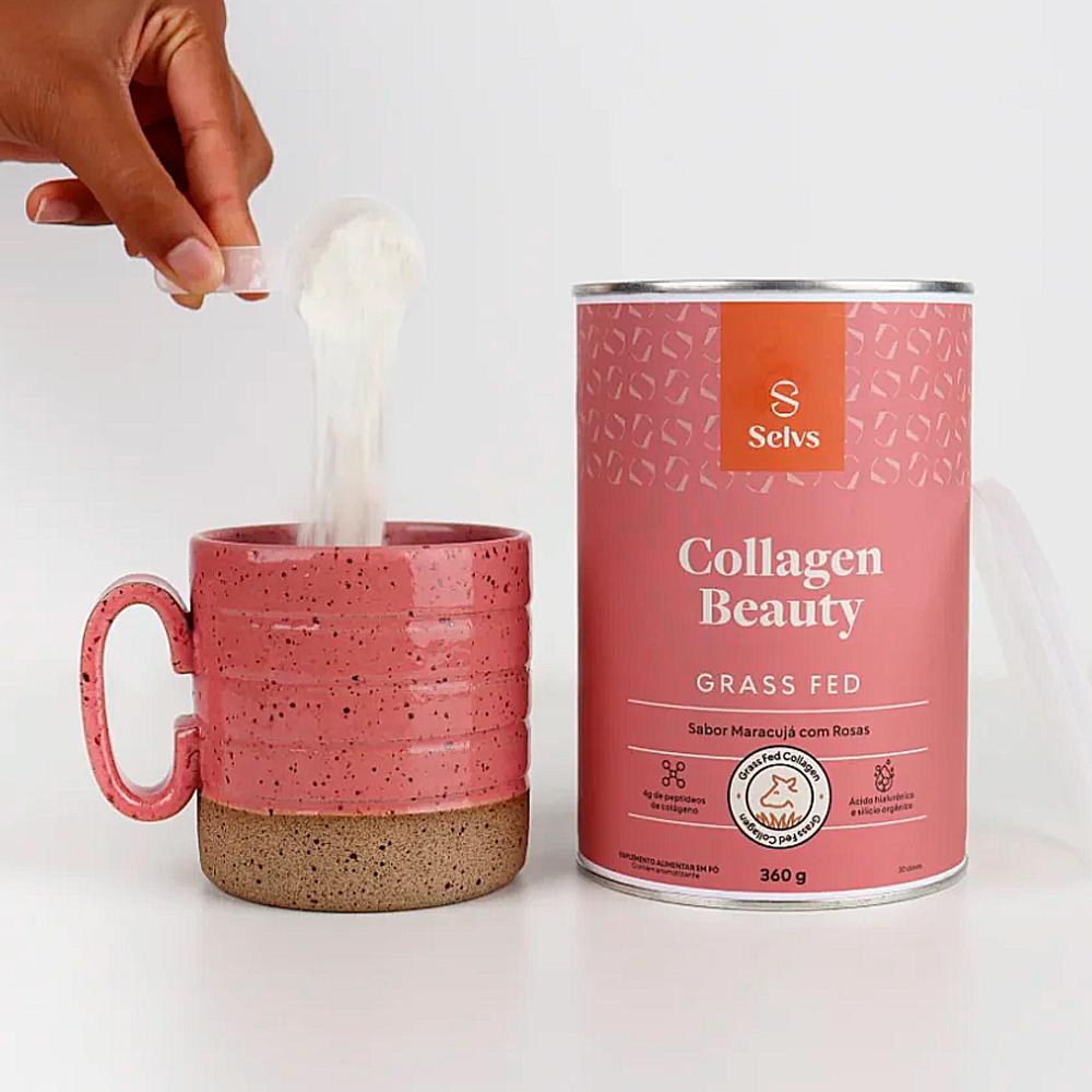 Suplemento Alimentar em Pó Collagen Beauty Selvs 360g Sabor Maracujá Com Rosas
