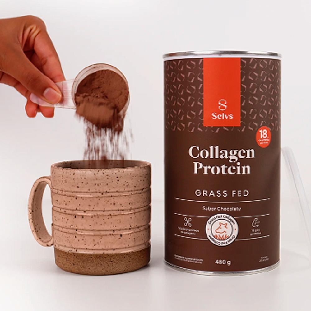 Suplemento Alimentar em Pó Collagen Protein Selvs 480g Sabor Chocolate