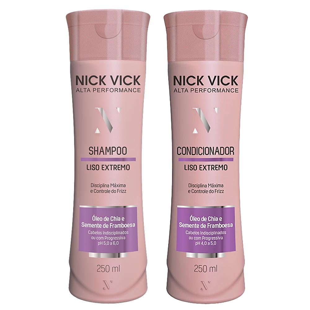 Kit Shampoo 250ml + Condicionador 250ml Liso Extremo Nick Vick