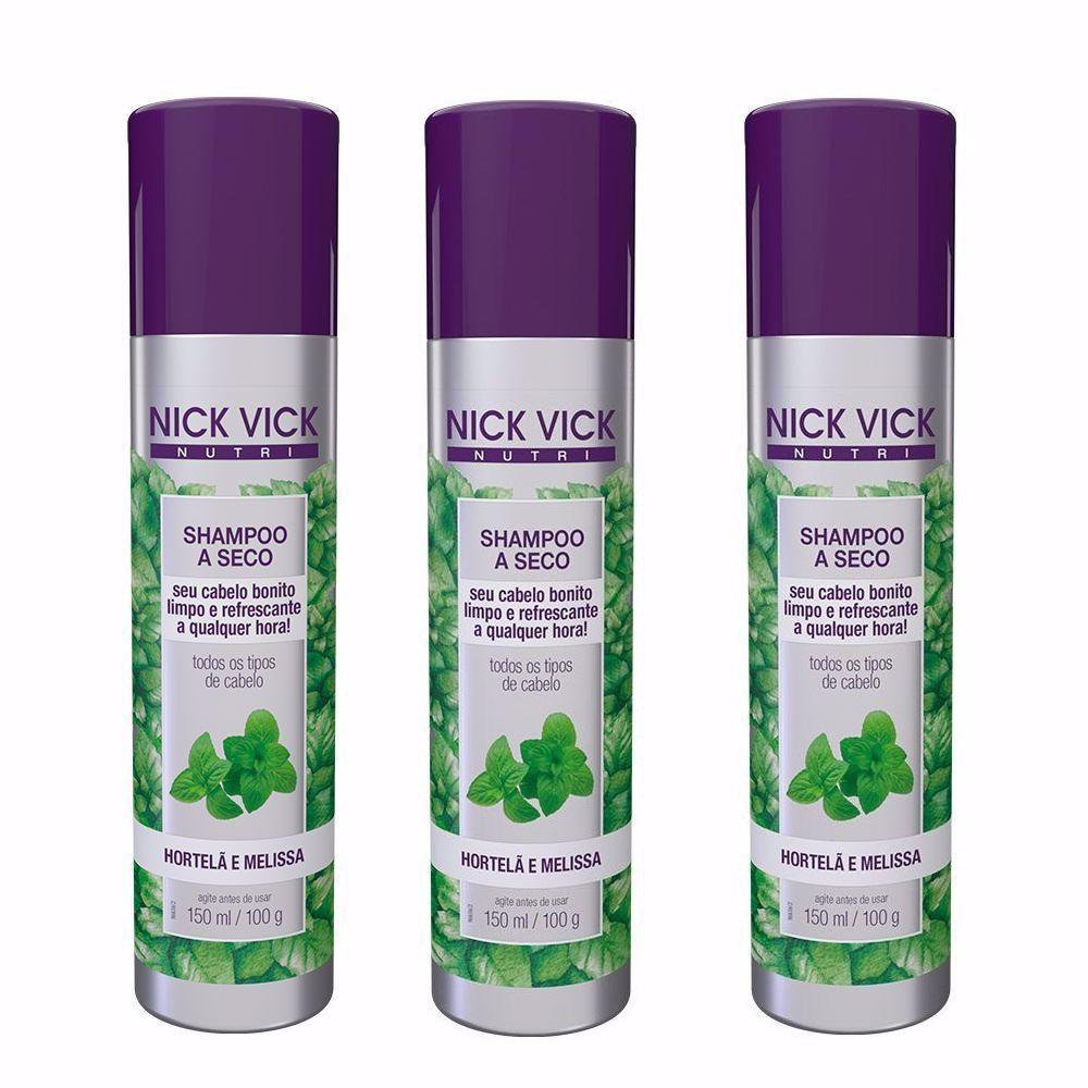 Kit 3 Shampoo A Seco Hortelã E Melissa Nutri Nick Vick 150ml