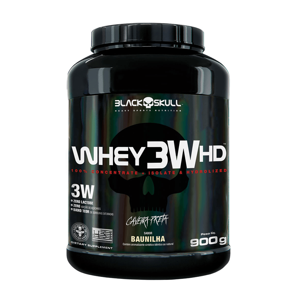 Whey 3w Hd Black Skull Baunilha 900g