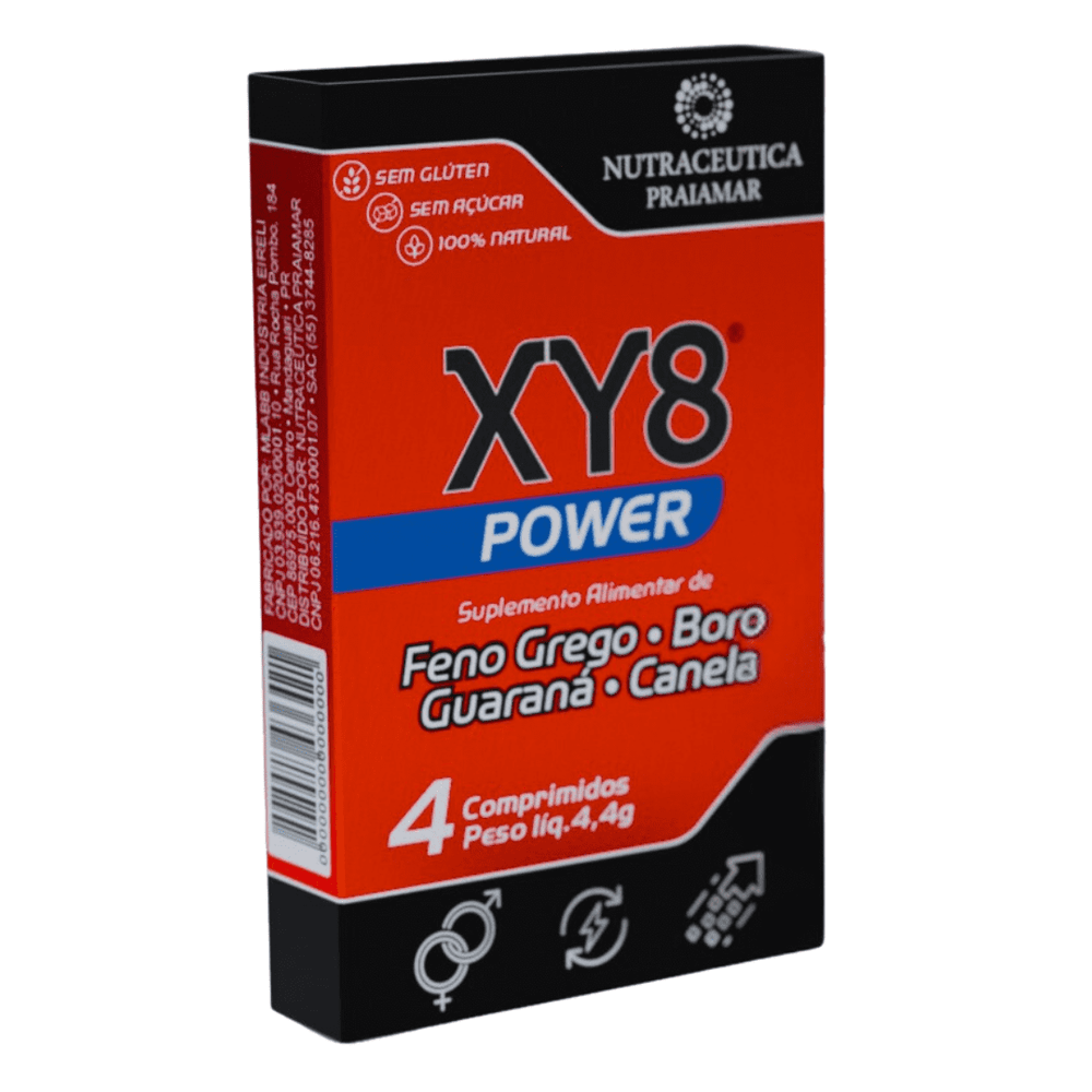 Energético Natural Masculino Xy8 Power Nutraceutica Praiamar 4 Comprimidos