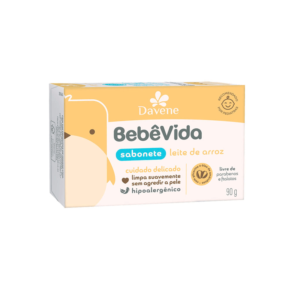 Sabonete Vegetal Em Barra Bebê Vida Leite De Arroz Davene 90g