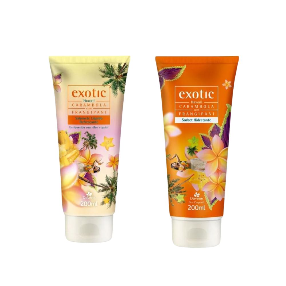 Kit Exotic Hawaii Davene Hidratante Corporal 200ml + Sabonete Líquido 200ml