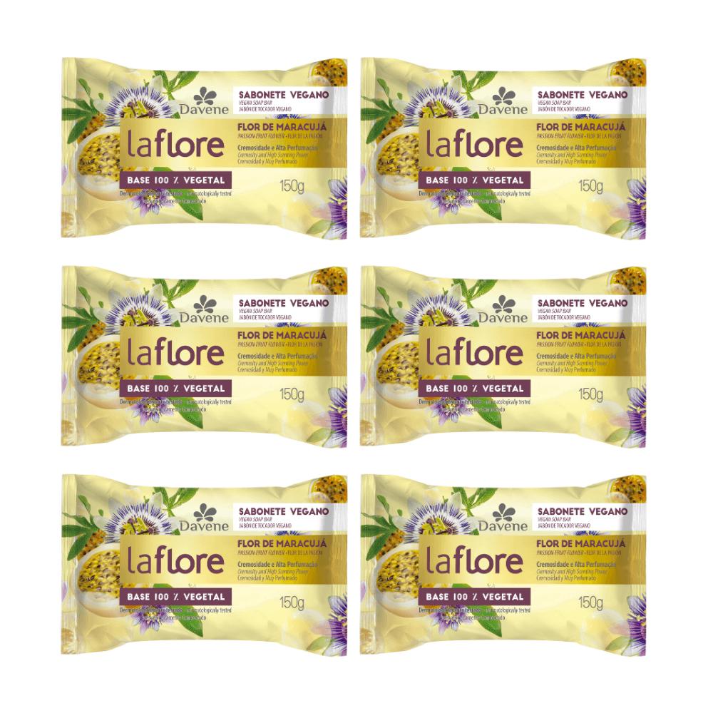 Combo Sabonete em Barra Vegetal La Flore Flor de Maracujá Davene 150g 6 Unidades