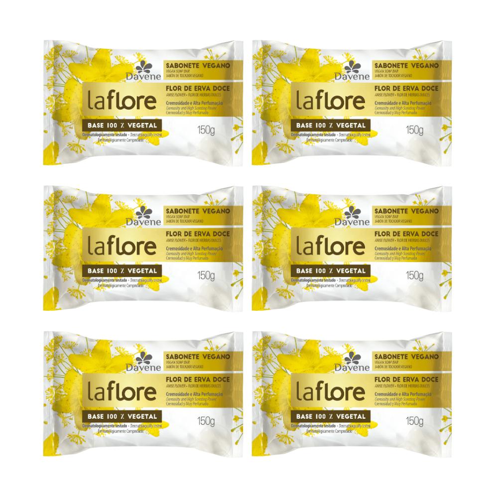 Combo Sabonete em Barra Vegetal La Flore Erva Doce Davene 150g 6 Unidades