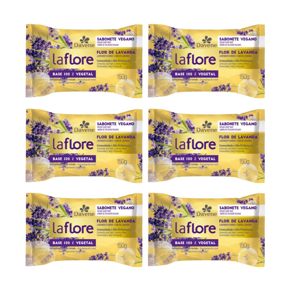 Combo Sabonete Em Barra Vegetal La Flore Lavanda Davene 150g 6 Unidades