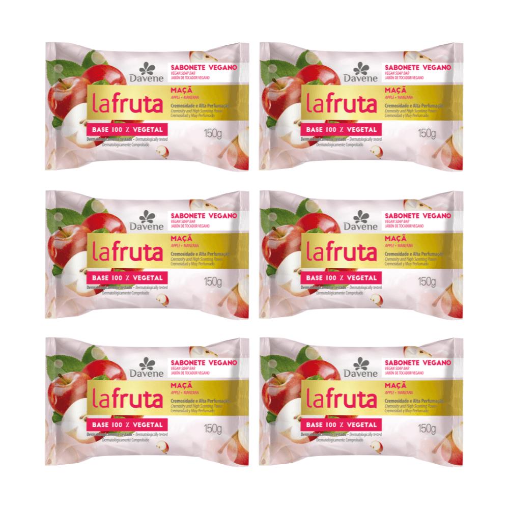 Combo Sabonete Em Barra Vegetal La Fruta Maçã Davene 150g 6 Unidades