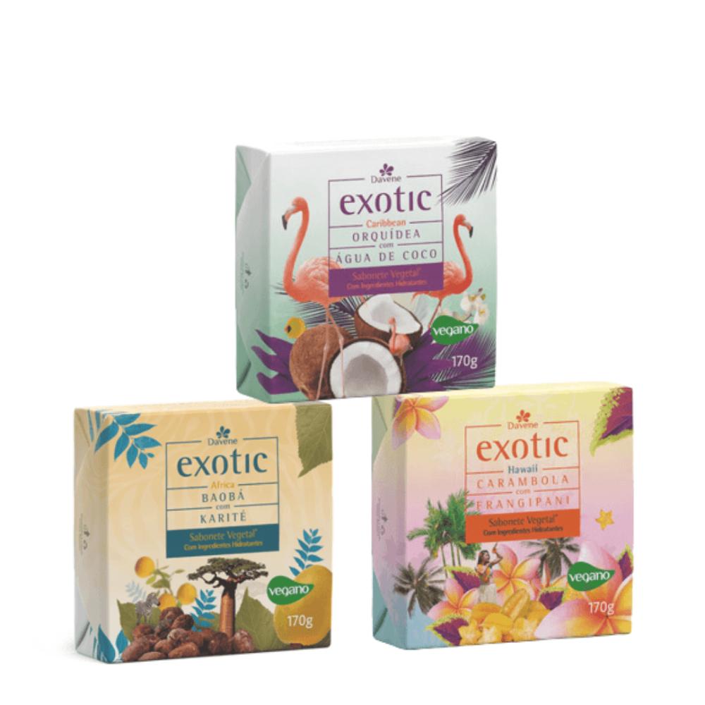 Kit 3 Sabonetes Linha Exotic Davene