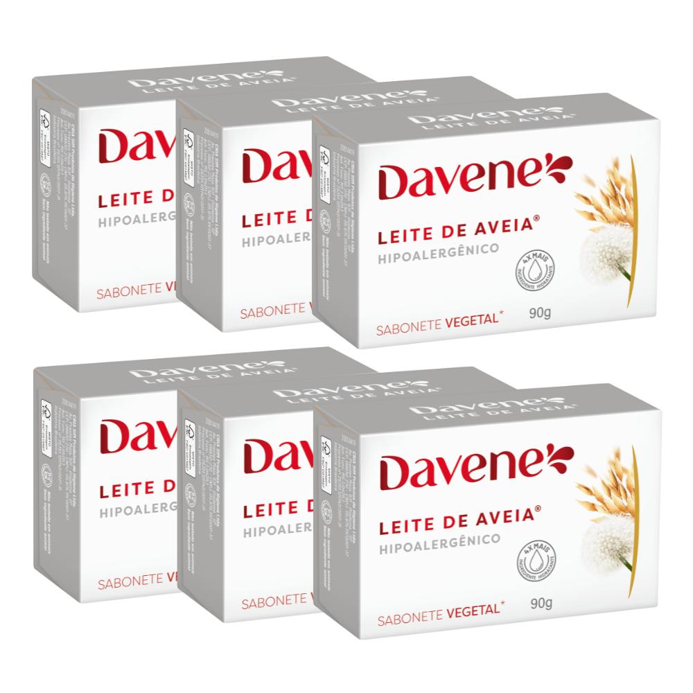 Combo 6 Sabonetes Vegetais Leite De Aveia Hipoalergênico Davene