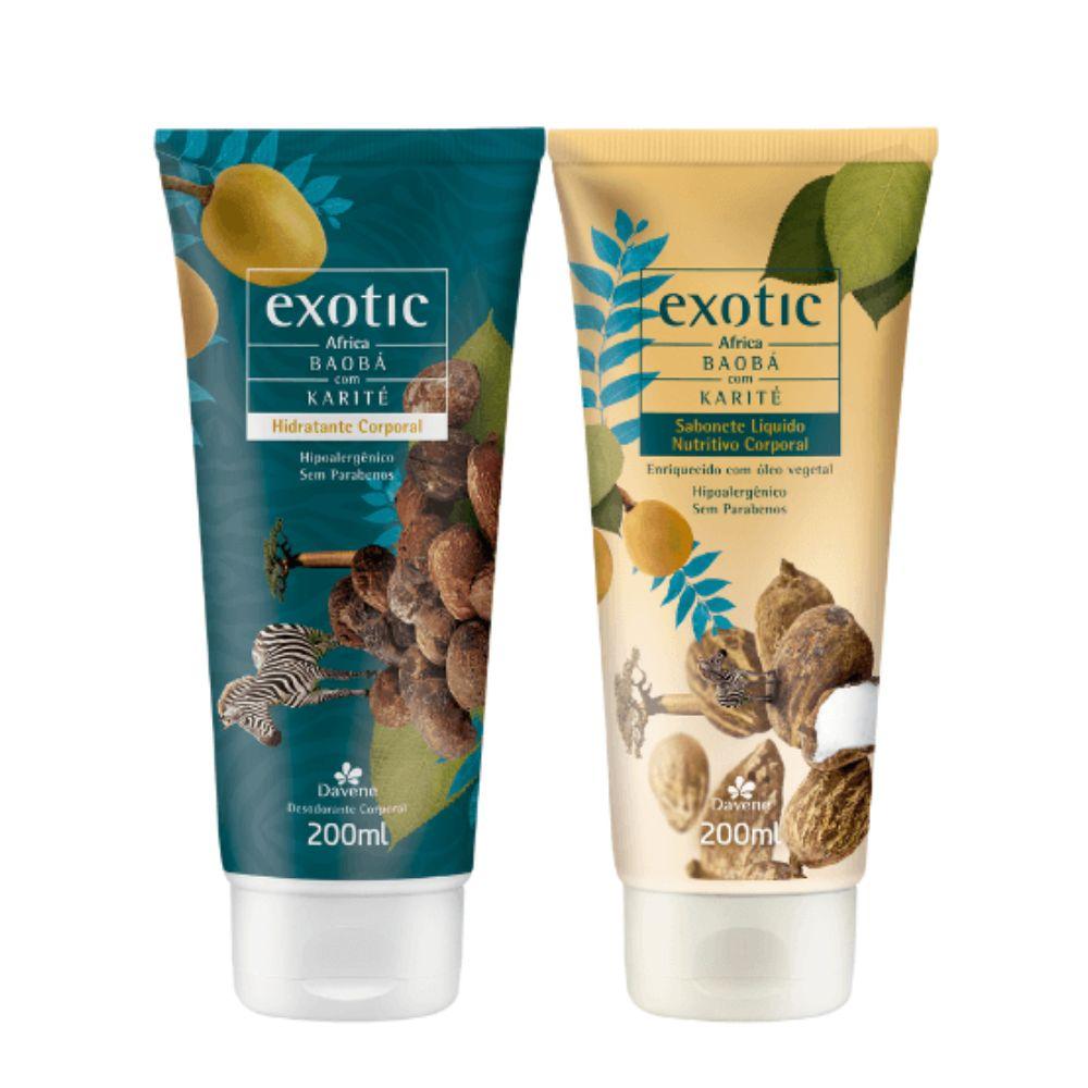 Kit Exotic África Hidratante 200ml + Sabonete Líquido 200ml Davene