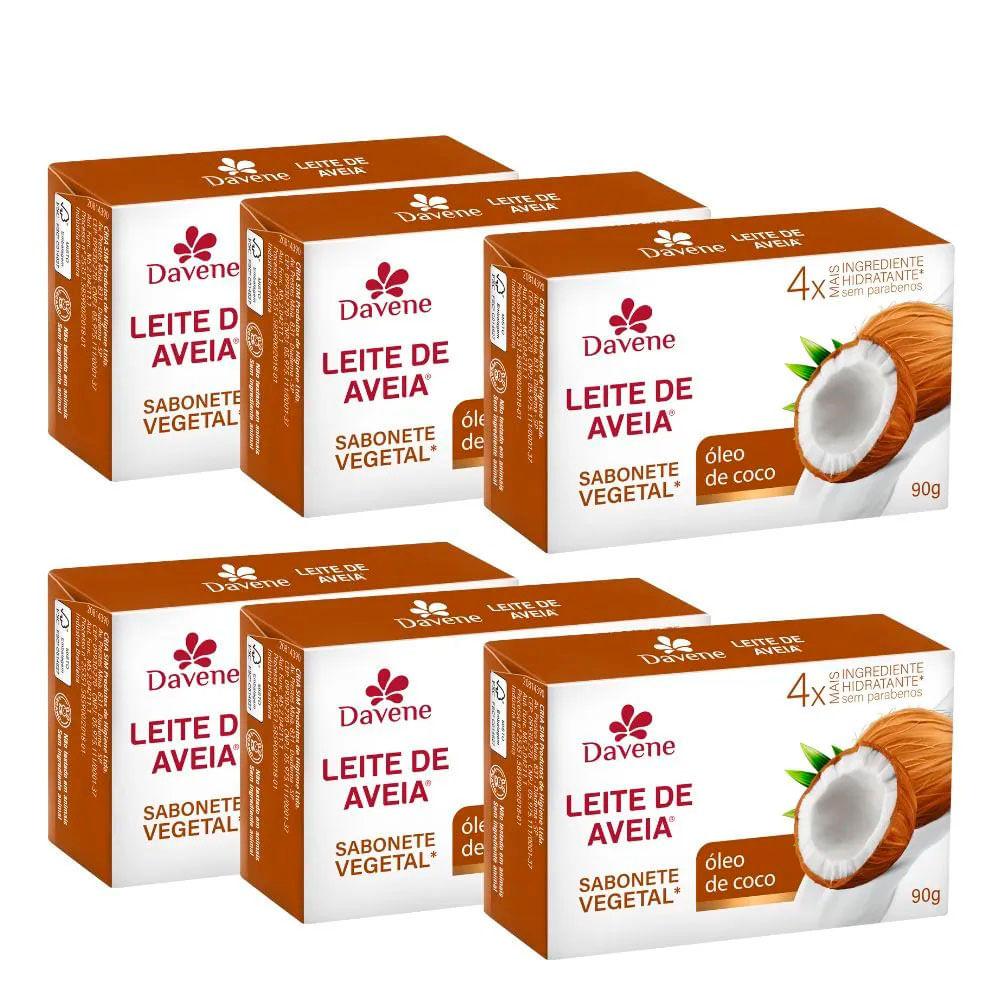 Combo 6 Sabonetes Vegetais Leite De Aveia E Óleo De Coco Davene