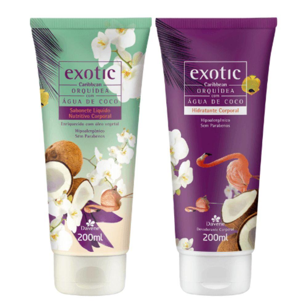 Kit Exotic Caribbean Hidratante 200ml + Sabonete Líquido 200ml Davene