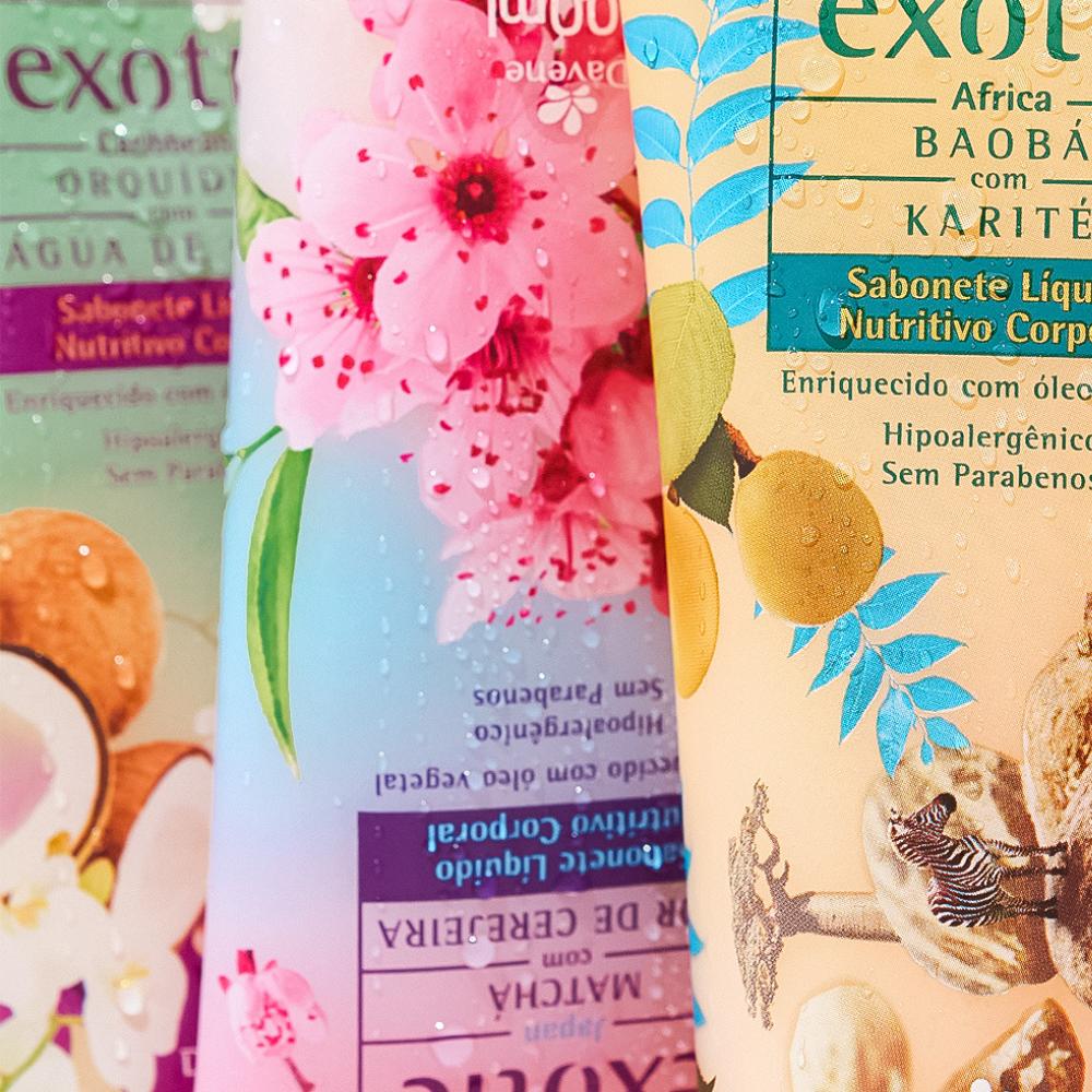 Kit Exotic Caribbean Hidratante 200ml + Sabonete Líquido 200ml Davene