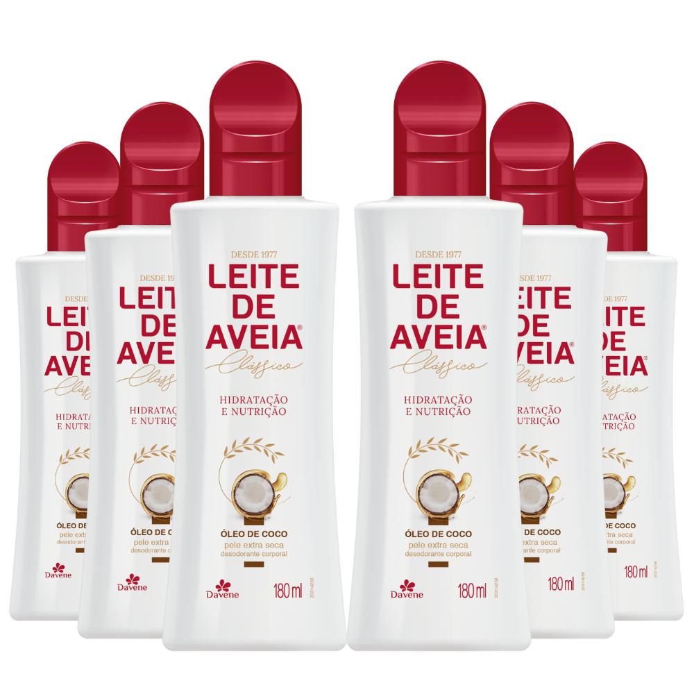 Combo Hidratante Corporal Leite de Aveia Óleo de Coco Davene 180ml 6 Unidades