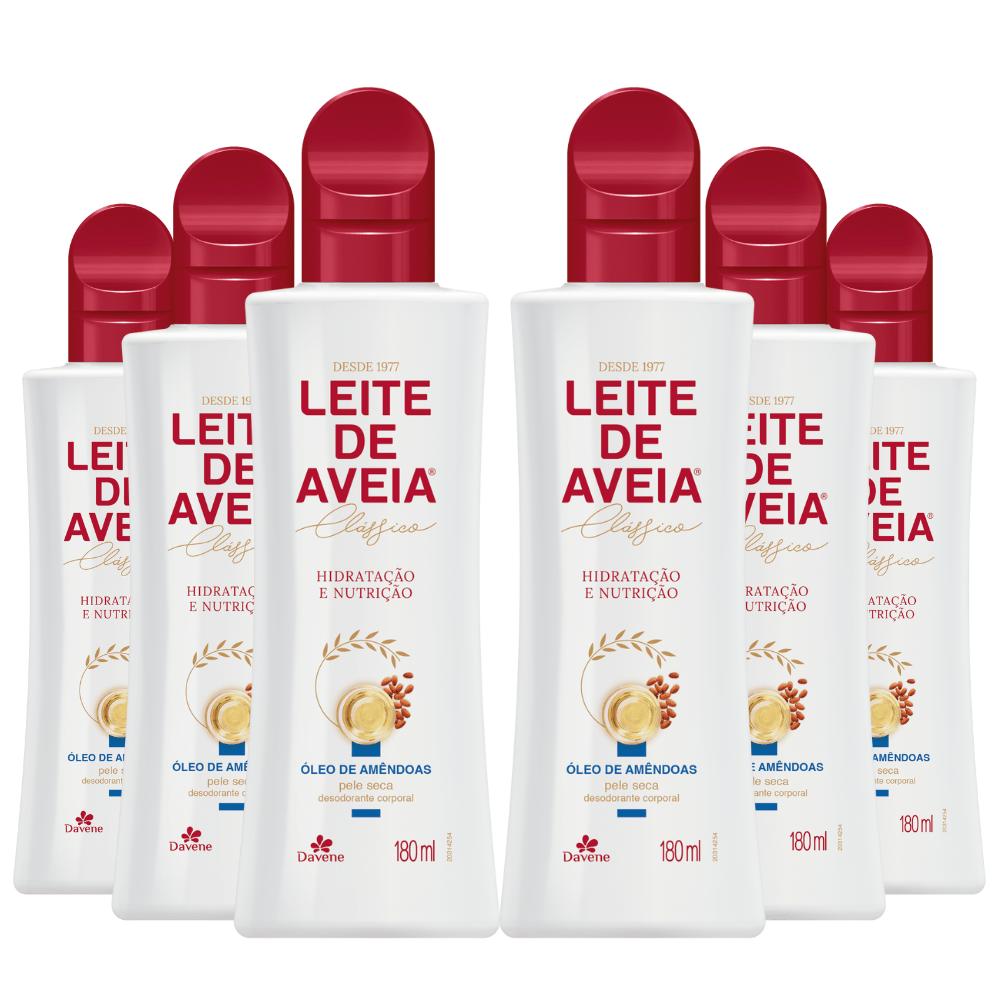 Combo Hidratante Corporal Leite de Aveia Amêndoas Davene 180ml 6 Unidades