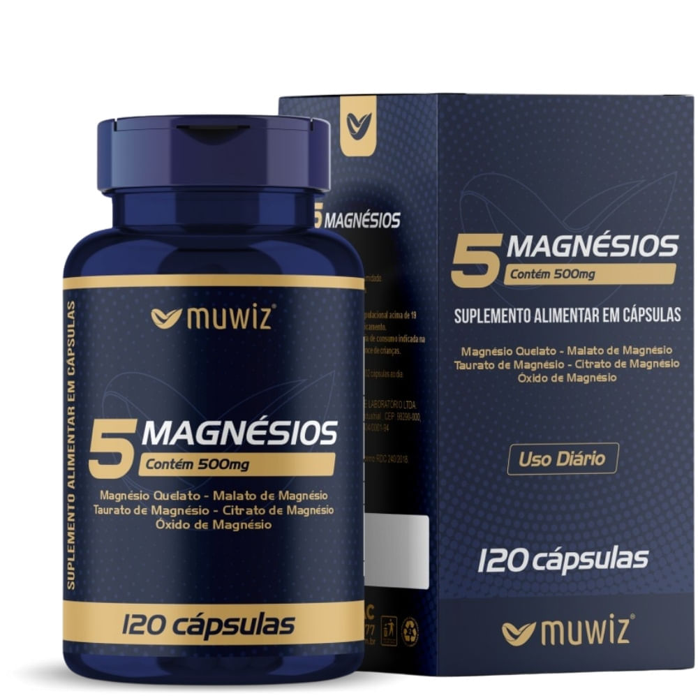 5 Magnésios Muwiz 500mg 120 Cápsulas
