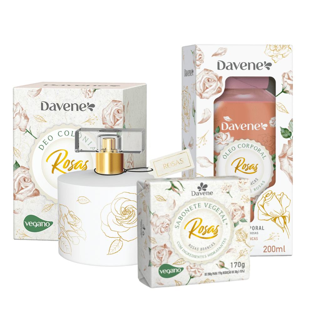 Kit Velvet Rosas Brancas Davene Colônia 100ml + Óleo Corporal