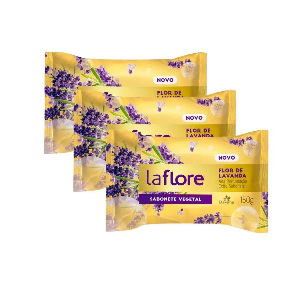 Sabonete em Barra Vegetal La Flore Lavanda Davene 150g 3 Unidades