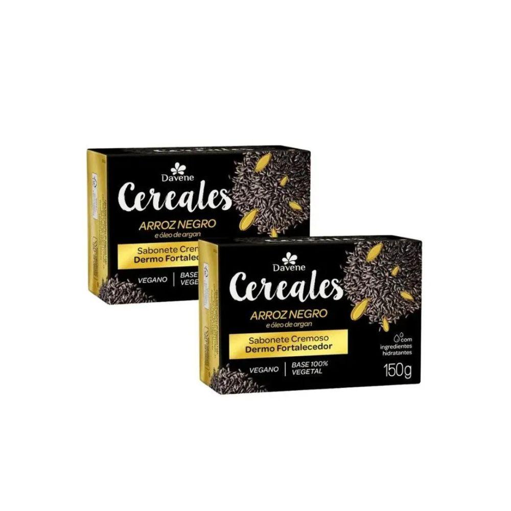 Kit Cereais Arroz Negro Davene Hidratante Corporal 400ml + 2 Sabonetes 150g