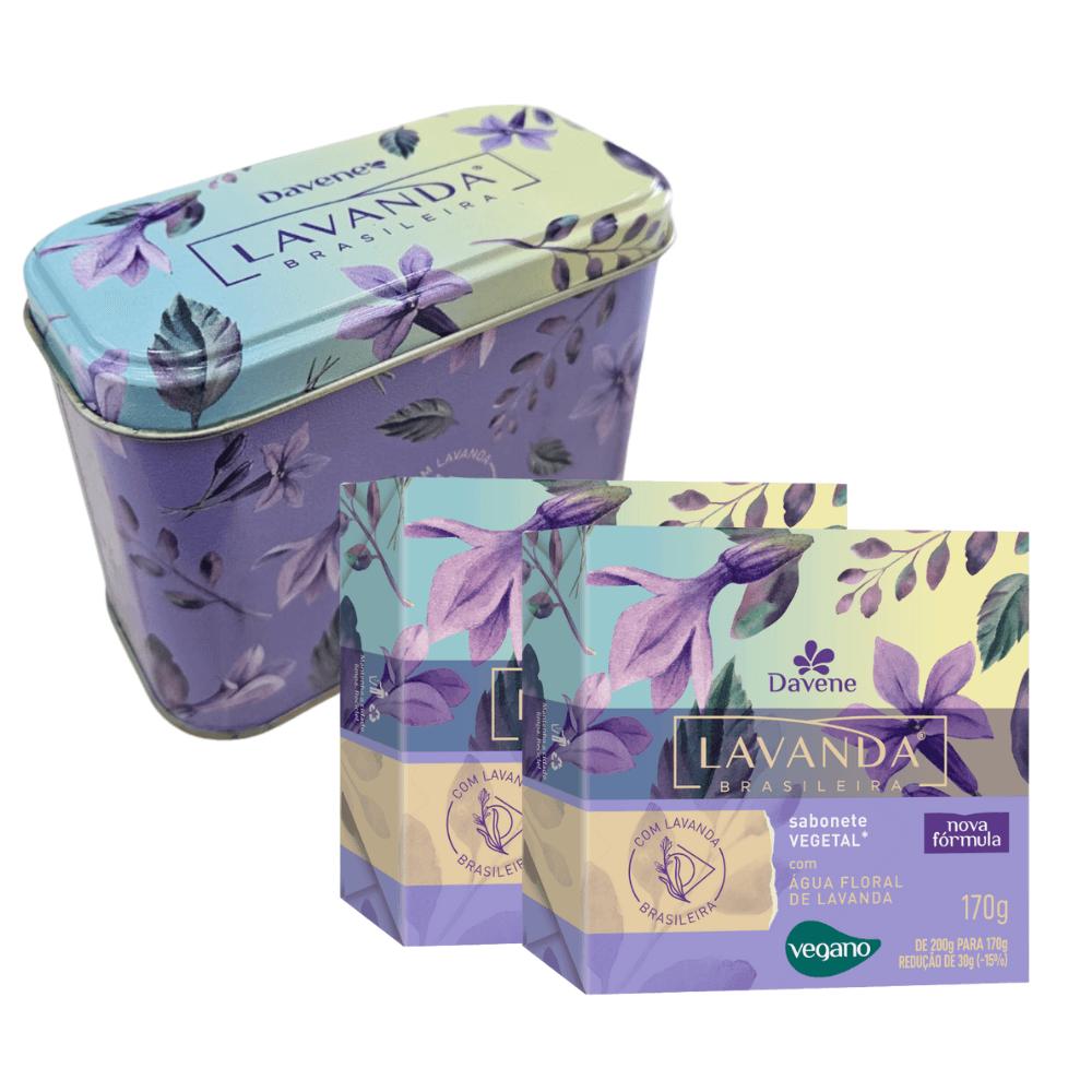 Kit Davene 2 Sabonetes Vegetais Lavanda Brasileira + Lata