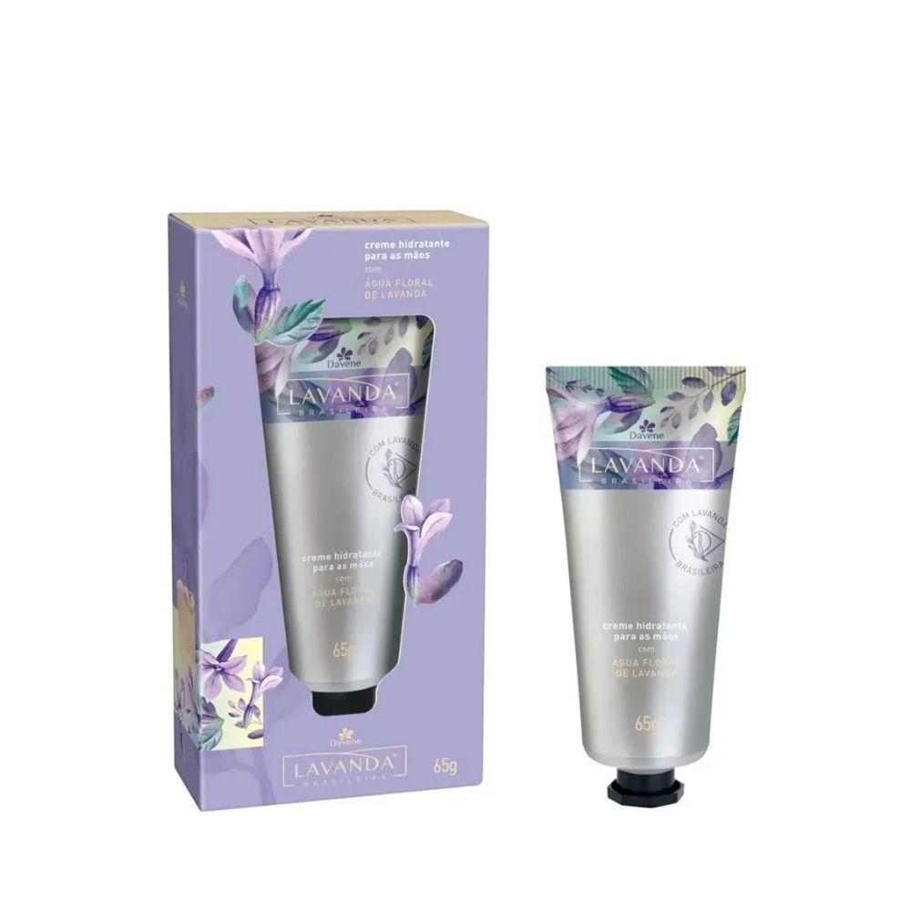 Kit Sabonete Líquido 400ml + Creme para Mãos 65g + Leite Hidratante 400ml + Necessaire Lavanda Brasileira Davene
