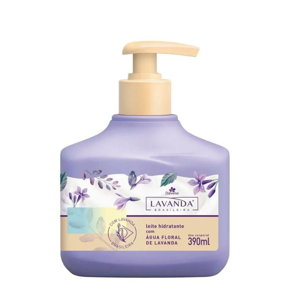 Kit Sabonete Líquido 400ml + Creme para Mãos 65g + Leite Hidratante 400ml + Necessaire Lavanda Brasileira Davene