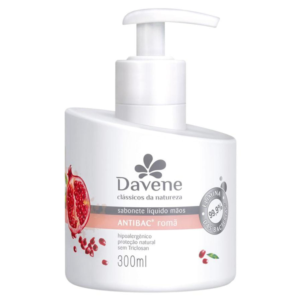 Sabonete Líquido Mãos Clássicos Da Natureza Antibac Romã Davene 300ml