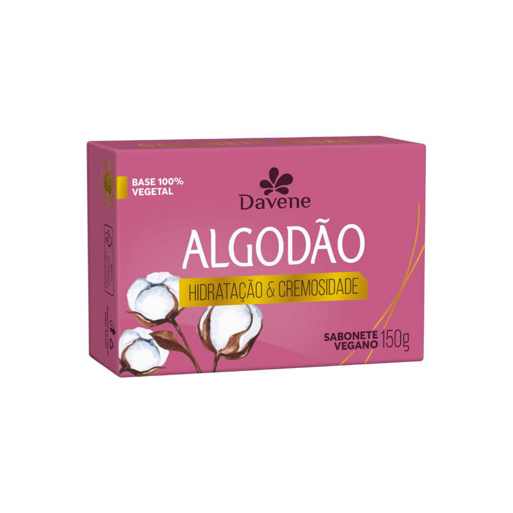 Sabonete Vegetal Em Barra Hidratante Ingredientes Algodão Davene 150g