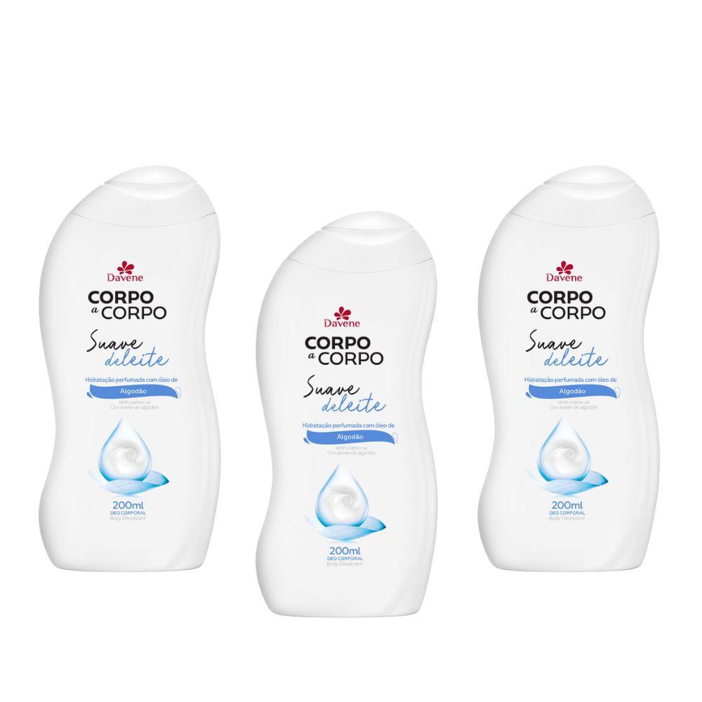 Loção Desodorante Corporal Suave Deleite Davene 200ml 3 Unidades