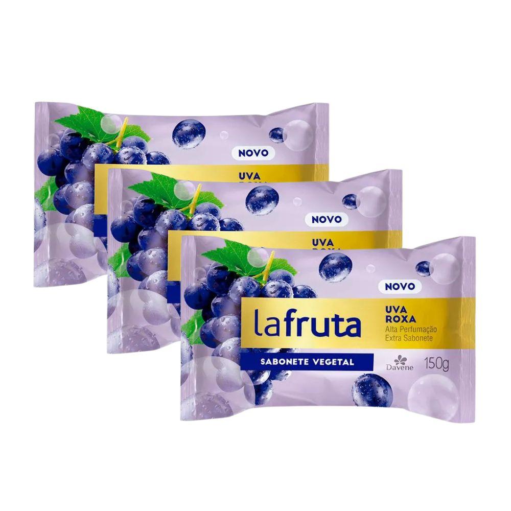 Sabonete Em Barra Vegetal La Fruta Uva Roxa Davene 150g 3 Unidades