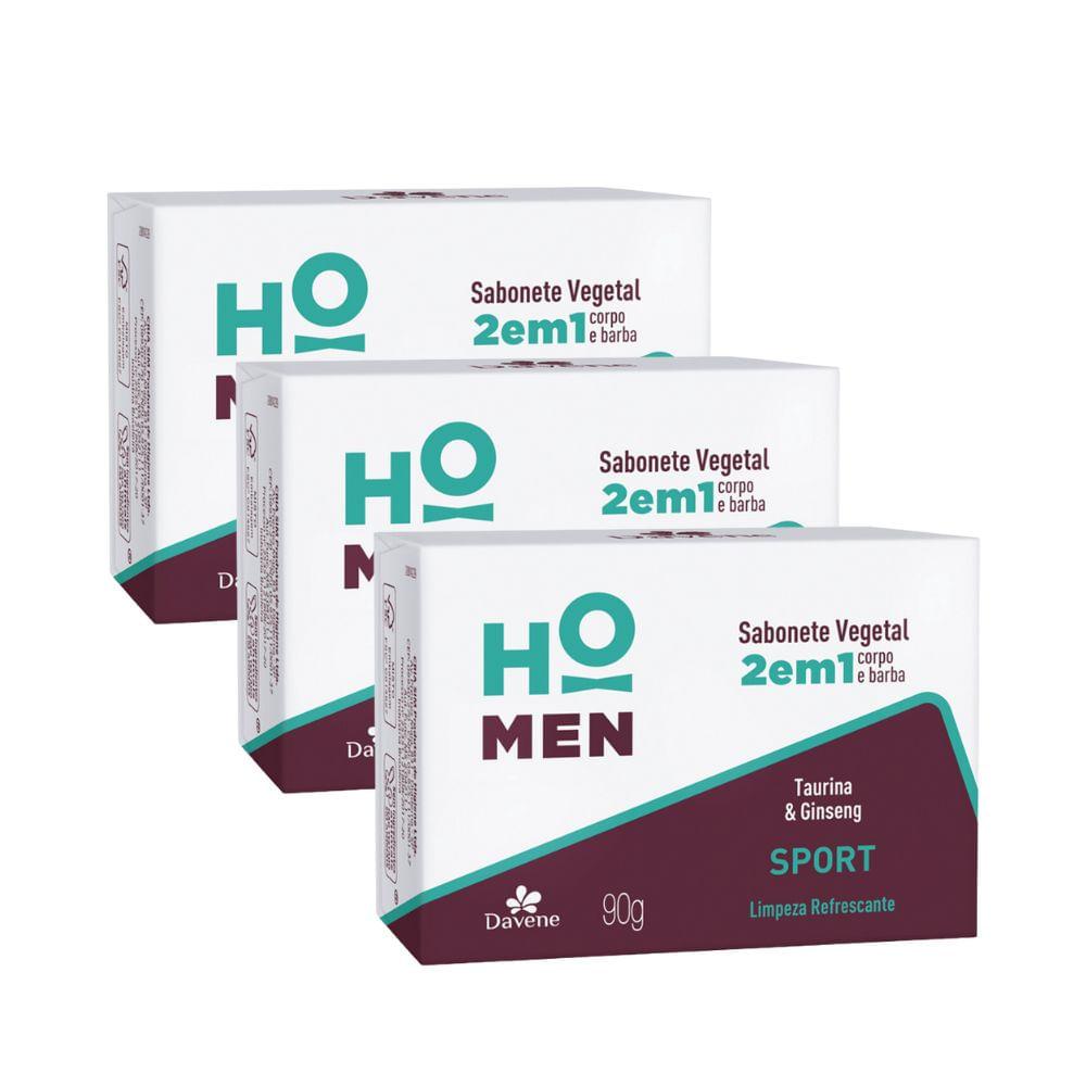 Sabonete Vegetal em Barra Davene Ho Men 2 em 1 Sport 90g 3 Unidades