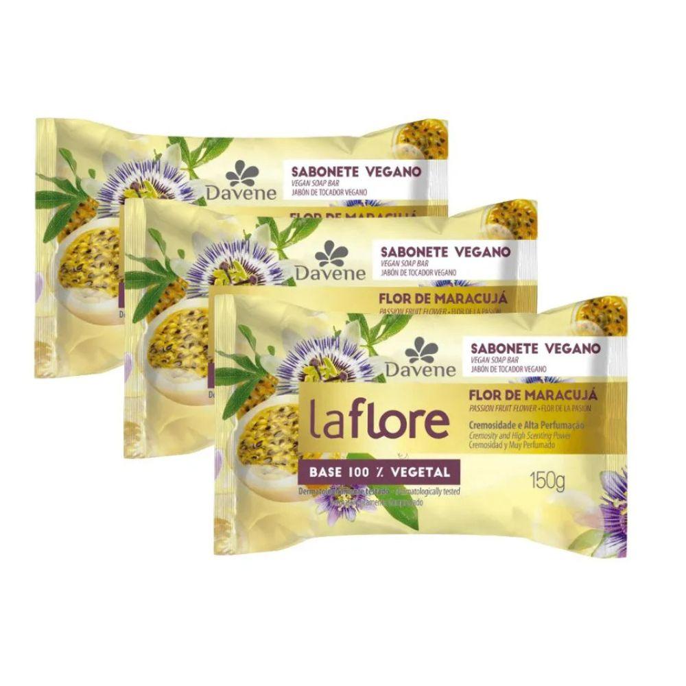Sabonete em Barra Vegetal La Flore Flor de Maracujá Davene 150g 3 Unidades