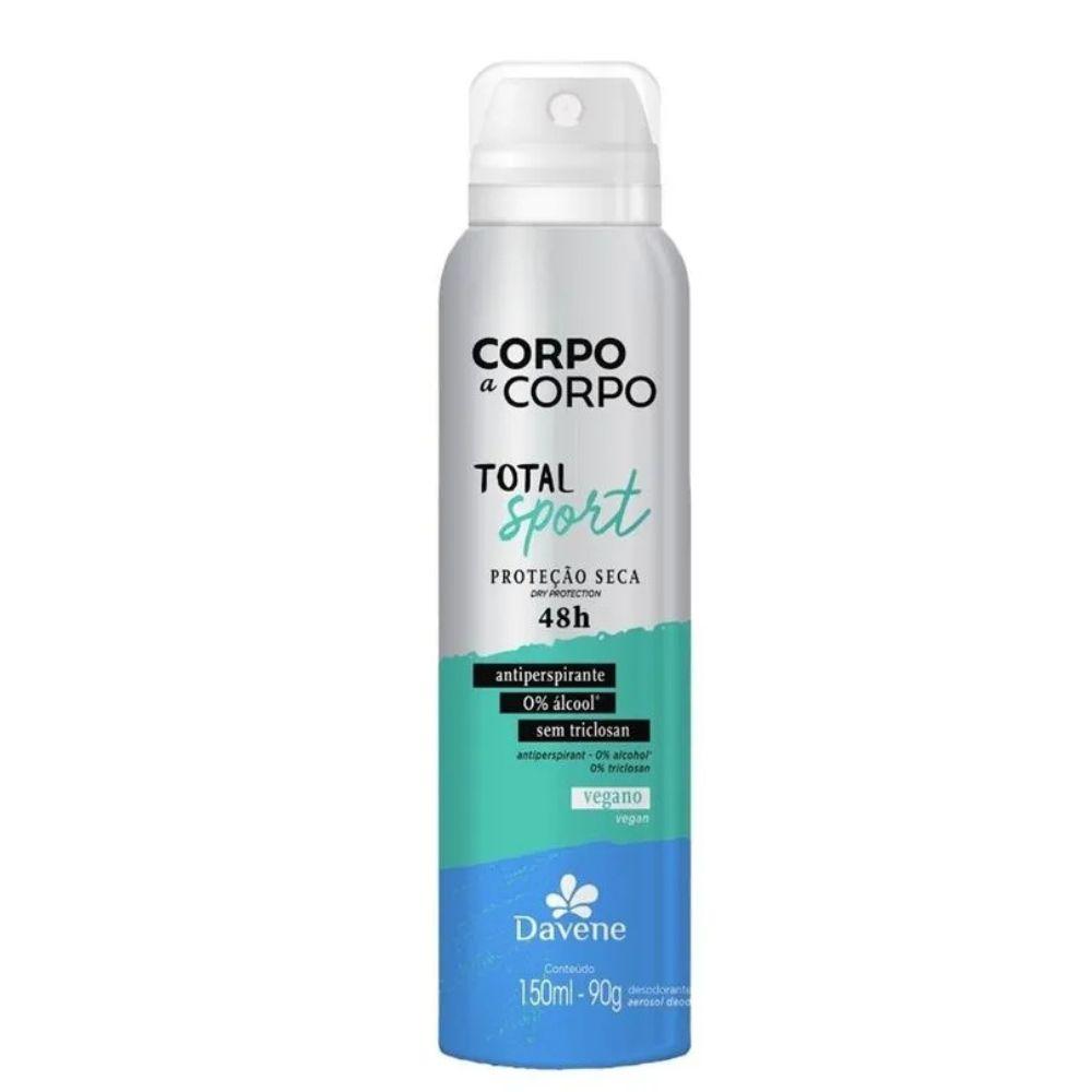 Desodorante Antiperspirante Aerossol Corpo a Corpo Total Sport Davene 150ml