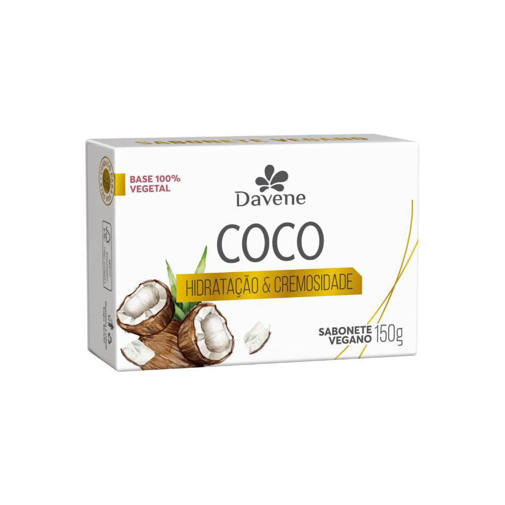 Sabonete Vegetal Em Barra Hidratante Ingredientes Coco Davene 150g