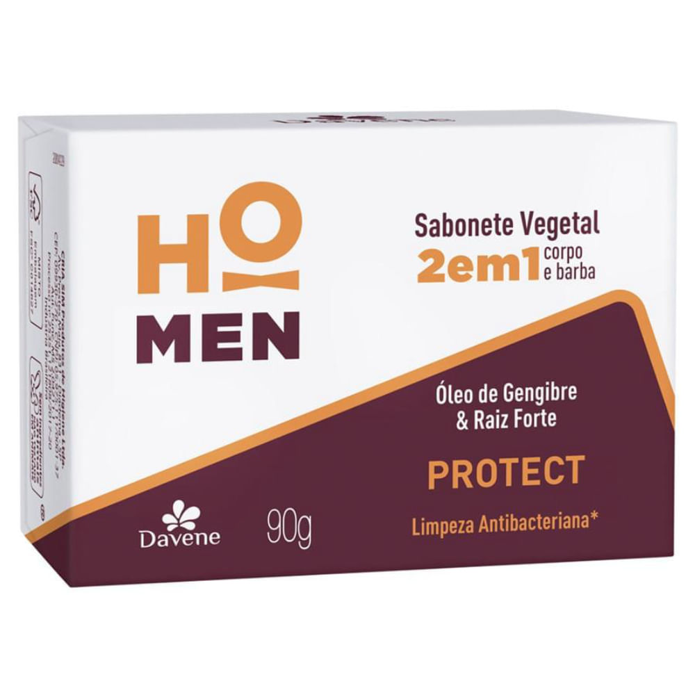Sabonete Vegetal Em Barra Ho Men 2 Em 1 Protect Antibac Davene 90g