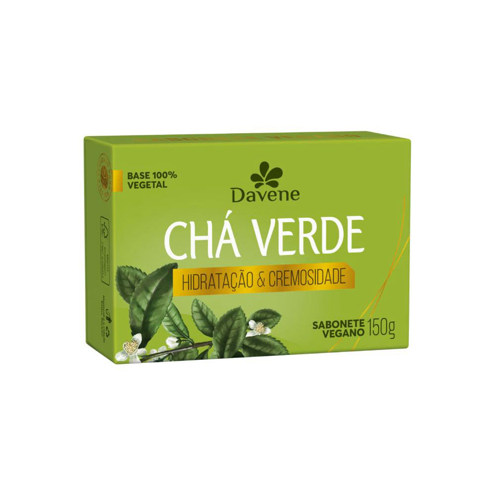 Sabonete Vegetal Em Barra Hidratante Ingredientes Chá Verde Davene 150g