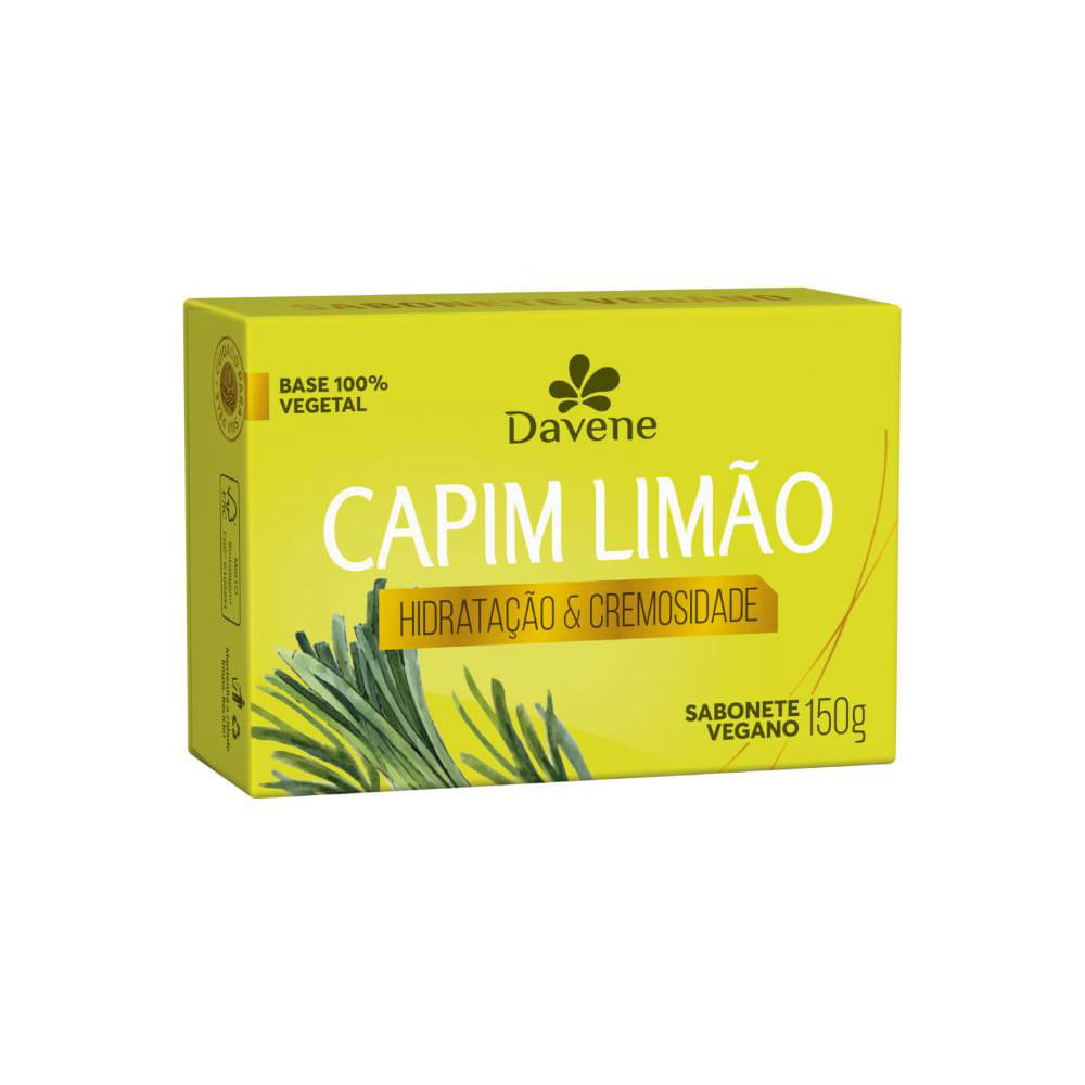 Sabonete Vegetal em Barra Hidratante Ingredientes Capim Limão Davene 150g
