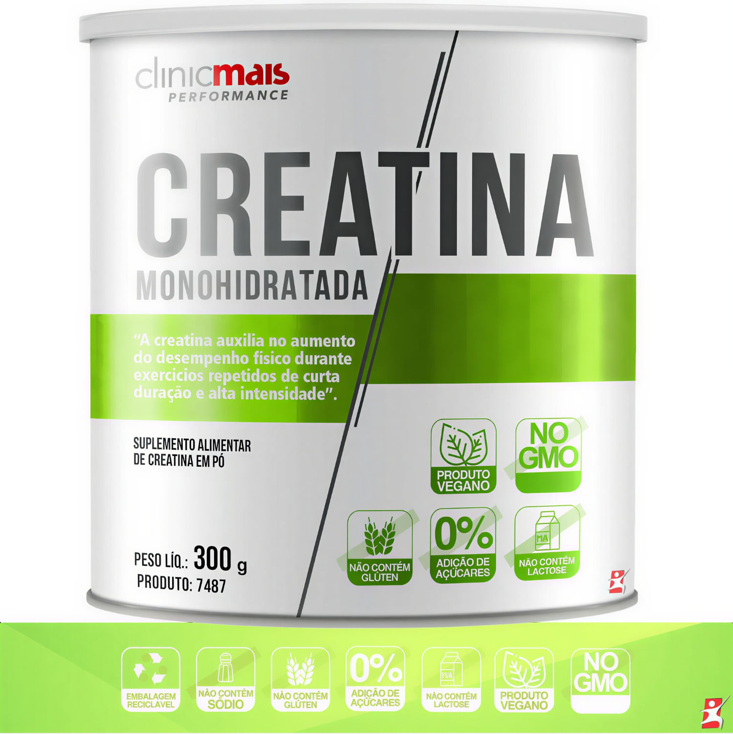 Creatina Vegana 100% Monohidratada Clinicmais Sem Sabor 300g