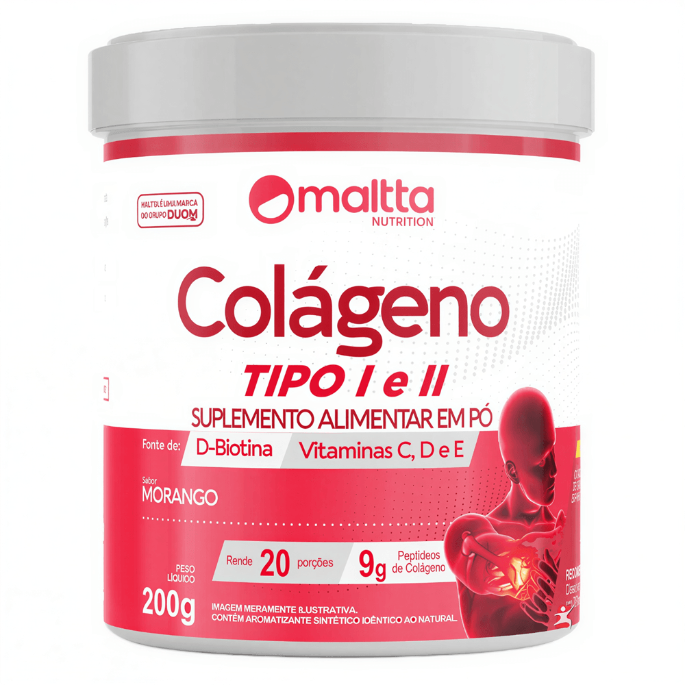 Colágeno Tipo 1 E 2 Maltta Nutrition Morango 200g