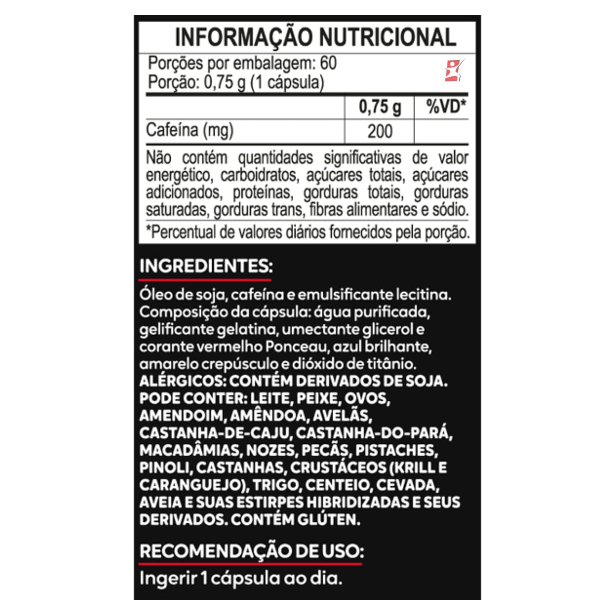 Cafeína Maltta Nutrition 200mg 60 Cápsulas Softgel