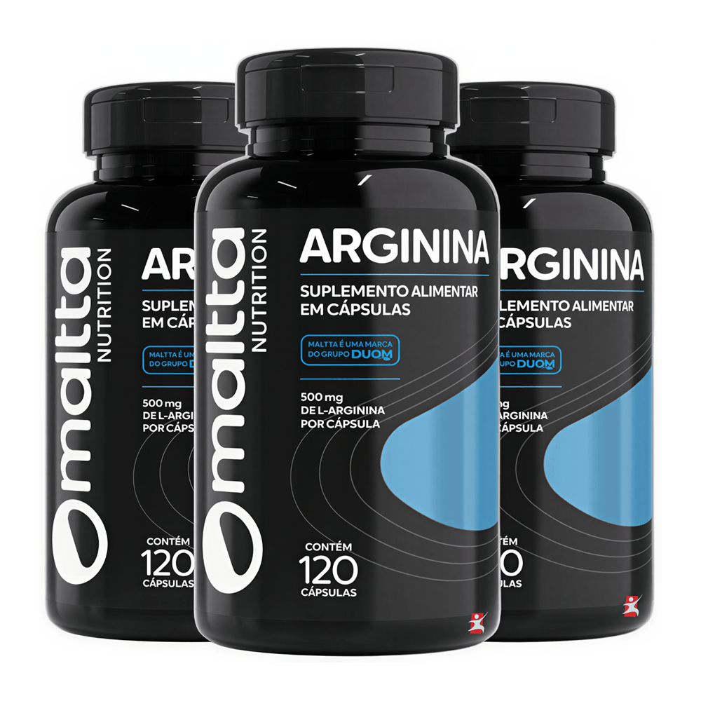 Kit 3 Arginina L-arginina Pura E Concentrada Maltta Nutrition 120 Cápsulas