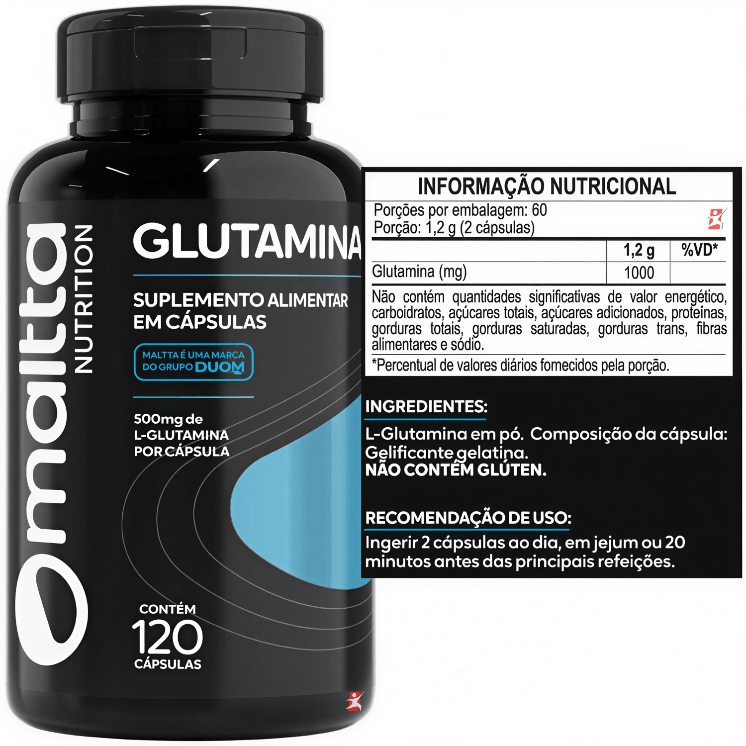 Kit 3 Glutamina 100% Pura Maltta Nutrition 120 Cápsulas