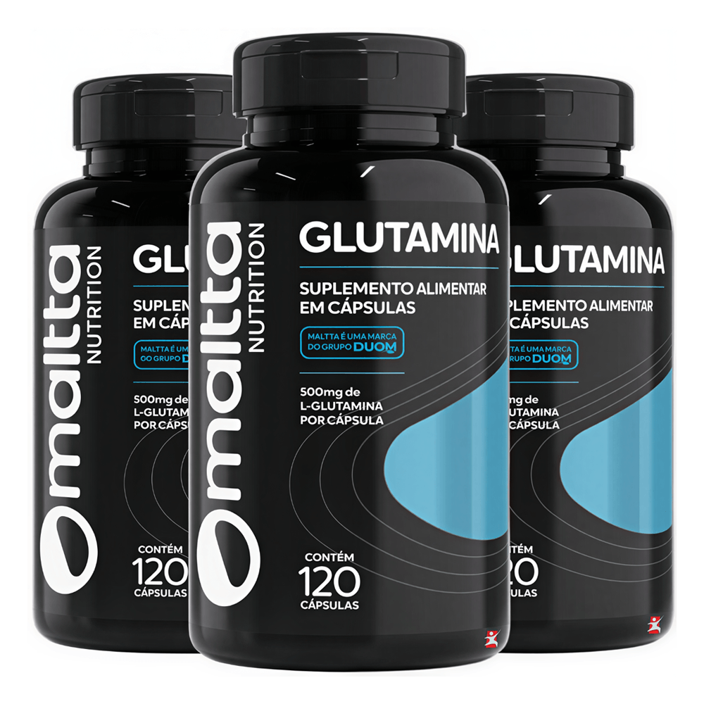 Kit 3 Glutamina 100% Pura Maltta Nutrition 120 Cápsulas
