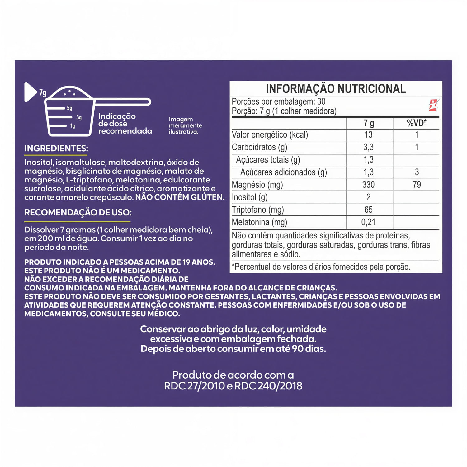 3 Magnésios + Inositol Maltta Nutrition Tangerina 210g