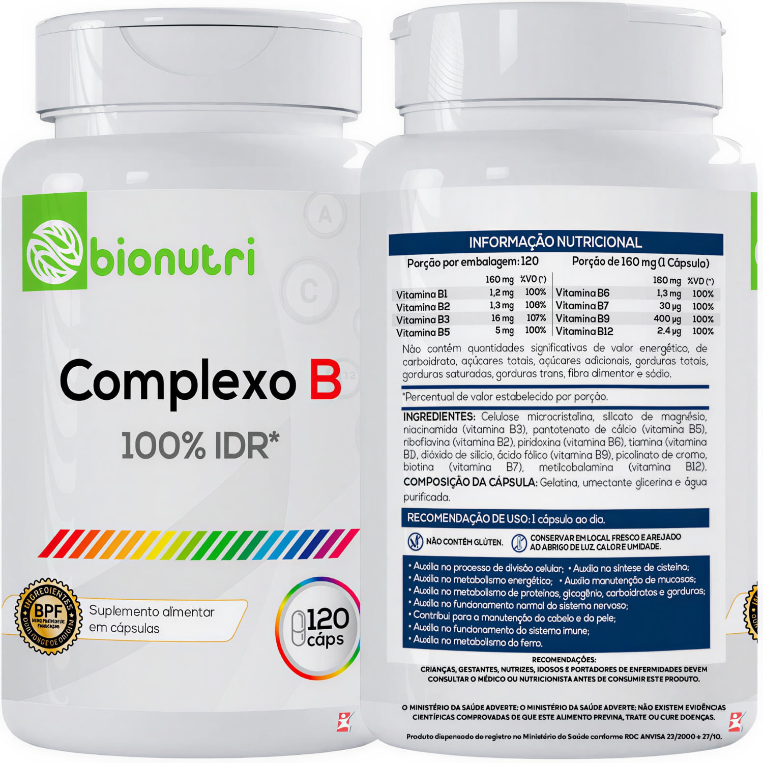 Complexo B Concentrado Bionutri 120 Cápsulas