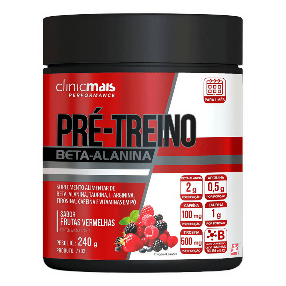 Pré-treino Beta-alanina Clinicmais Frutas Vermelhas 240g