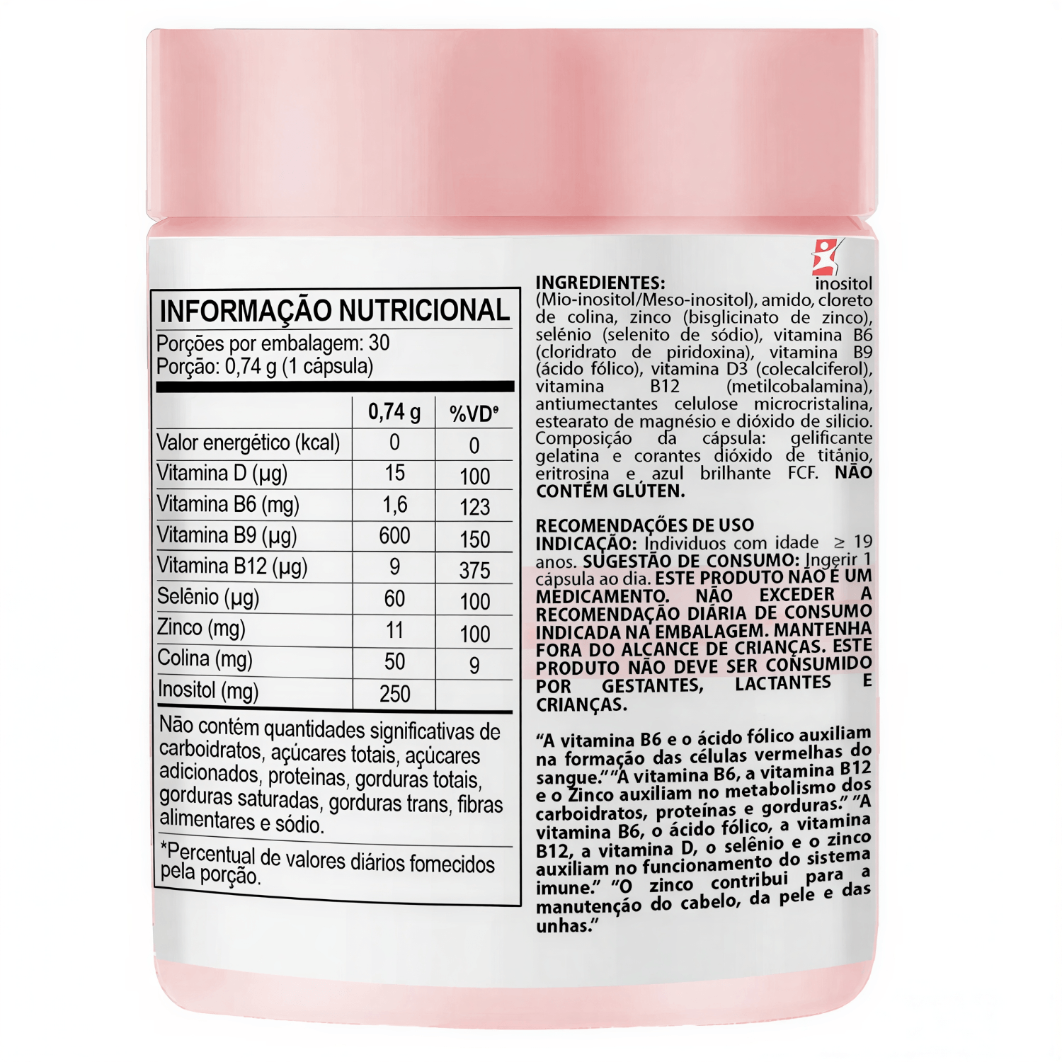 Bio Femme Mais Inositol + Colina + Vitaminas E Minerais Clinicmais 30 Cápsulas